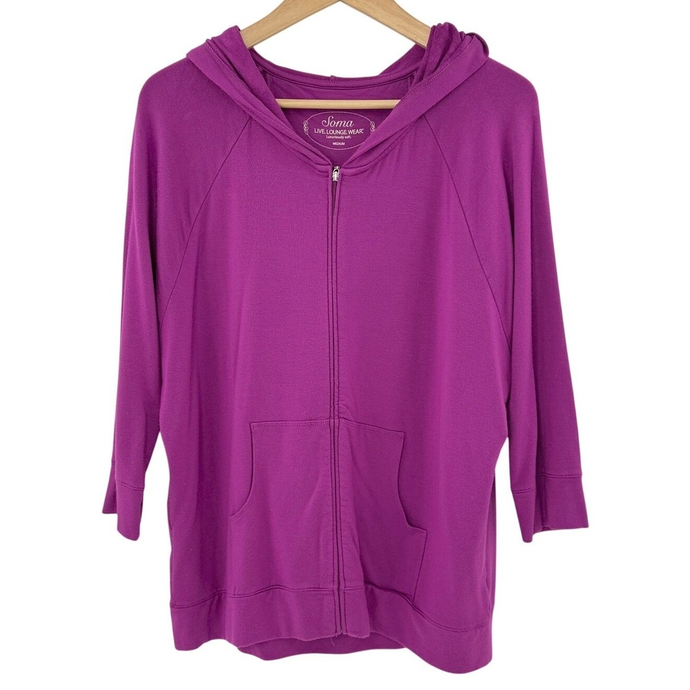 Soma Live Lounge Wear Purple Zip Up Hoodie Modal Blend Womens Medium RN 79984